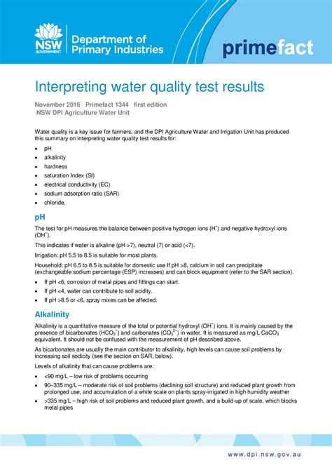 interpreting water quality test results